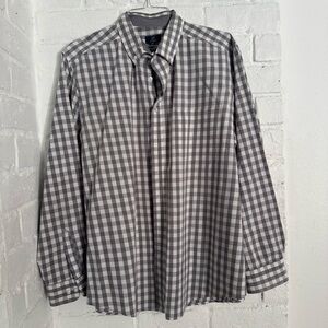 George Men’s Gray Checkered Button-Down Shirt 2XL $10